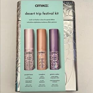 NIB Amika Desert Trip Festival Kit Wash out Hair Spray purple gold silver